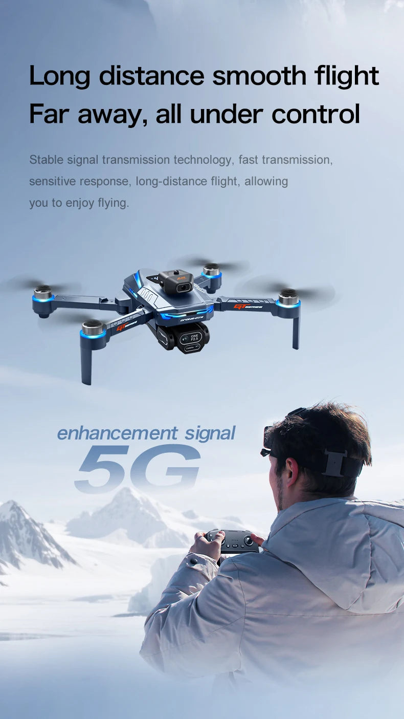 The GT8 drone is equipped with a 4.3-inch large-screen remote control, GPS, 8K triple camera, 5G WIFI, FPV brushless quadcopter