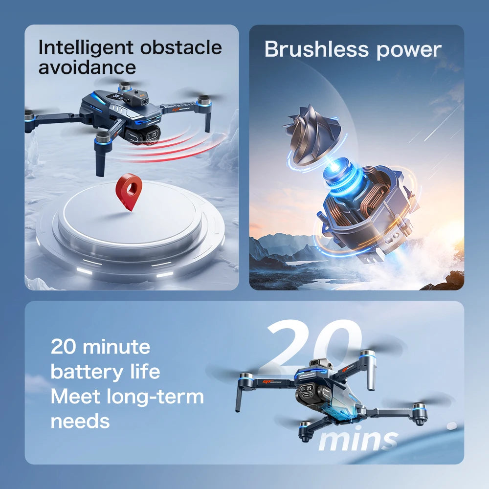 The GT8 drone is equipped with a 4.3-inch large-screen remote control, GPS, 8K triple camera, 5G WIFI, FPV brushless quadcopter