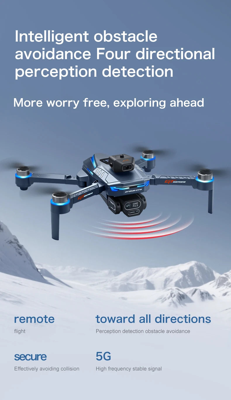 The GT8 drone is equipped with a 4.3-inch large-screen remote control, GPS, 8K triple camera, 5G WIFI, FPV brushless quadcopter