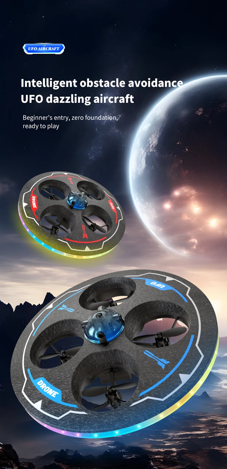 Drone with Camera Foam UAV Ufo Intelligent Obstacle Avoidance Aerial Aircraft 2.4G 4CH Mini RC Helicopter Dron Toys for Kids