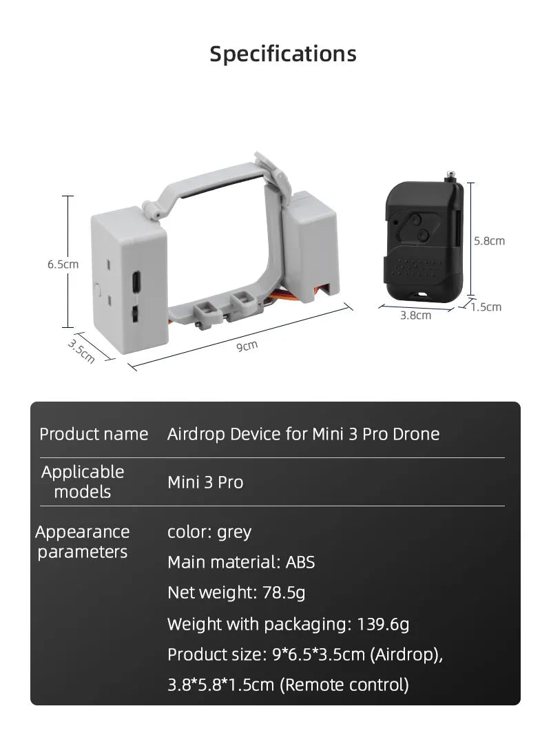 Drone Dropping System Payload Delivery Thrower Air Dropper Device for DJI Mini 3 Pro Mavic Air 2/2S FIMI X8 Mavic 3 Drone