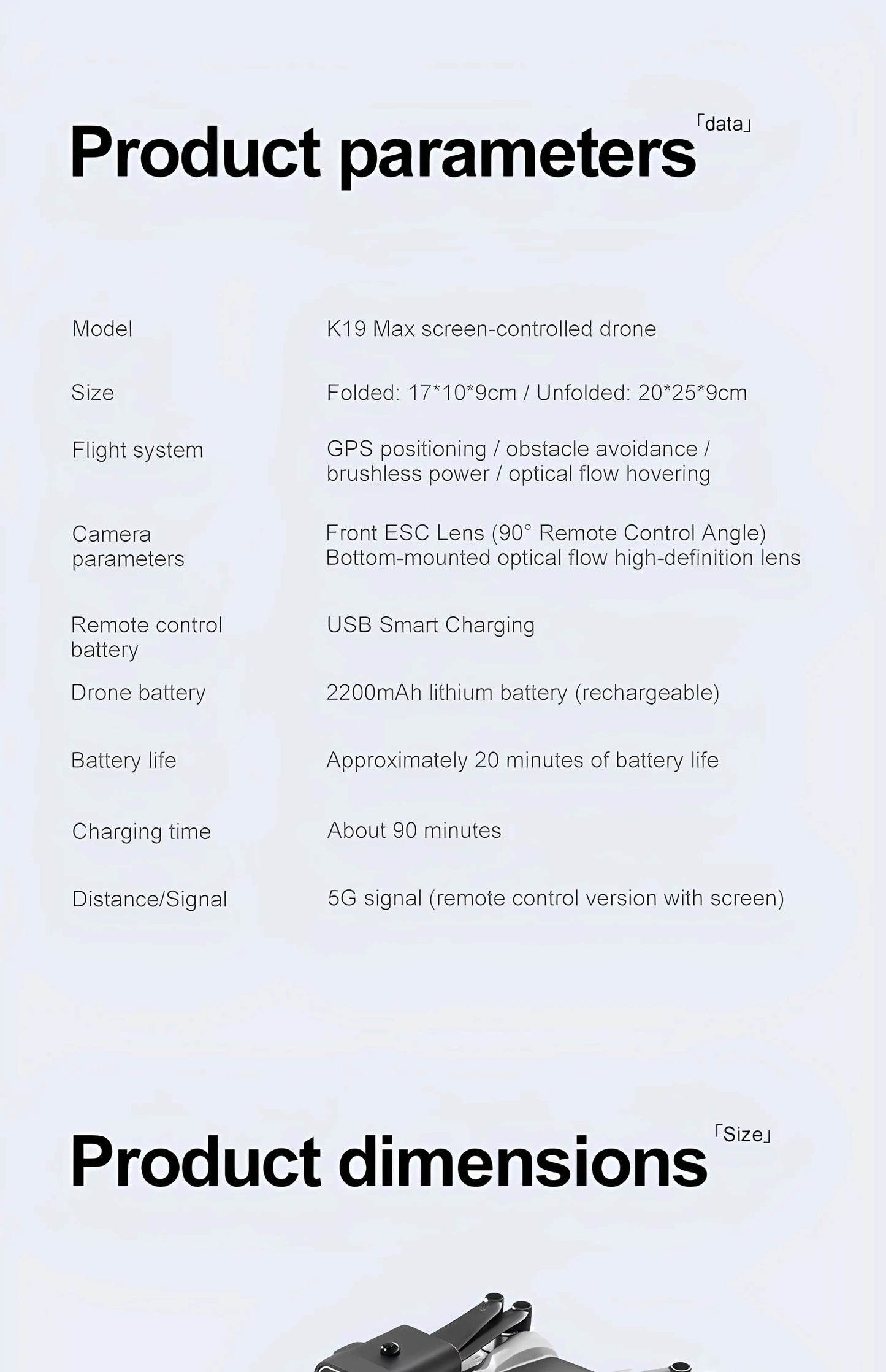 The 2025 new model K19 drone is equipped with a built-in screen GPS for professional drone high-definition aerial photography