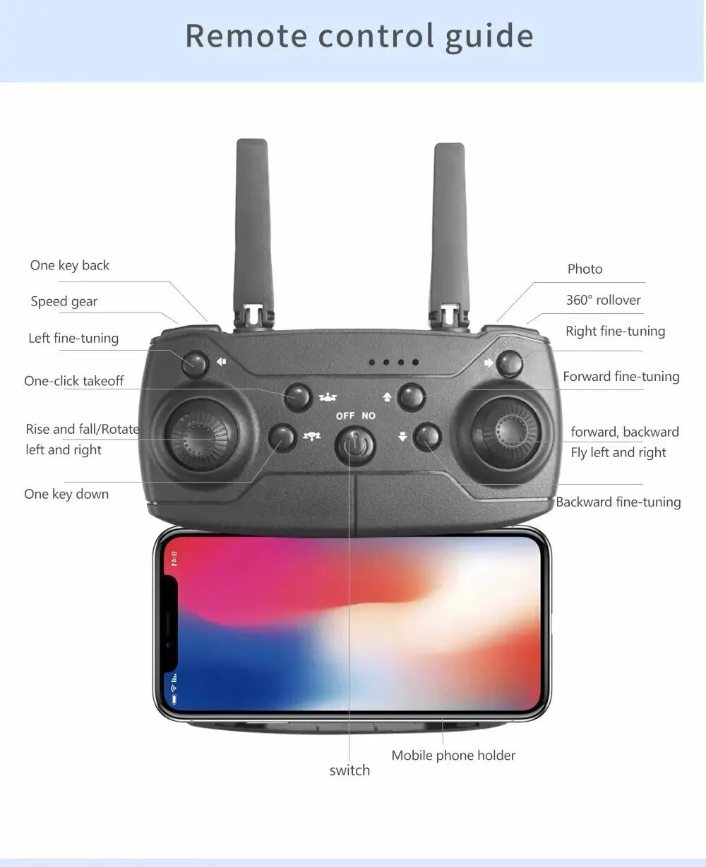 E88 Drone Toy, Dual Camera, One Key Takeoff Remote Control Men'S Gift Indoor and Outdoor, Halloween/Christmas/New Year Gift