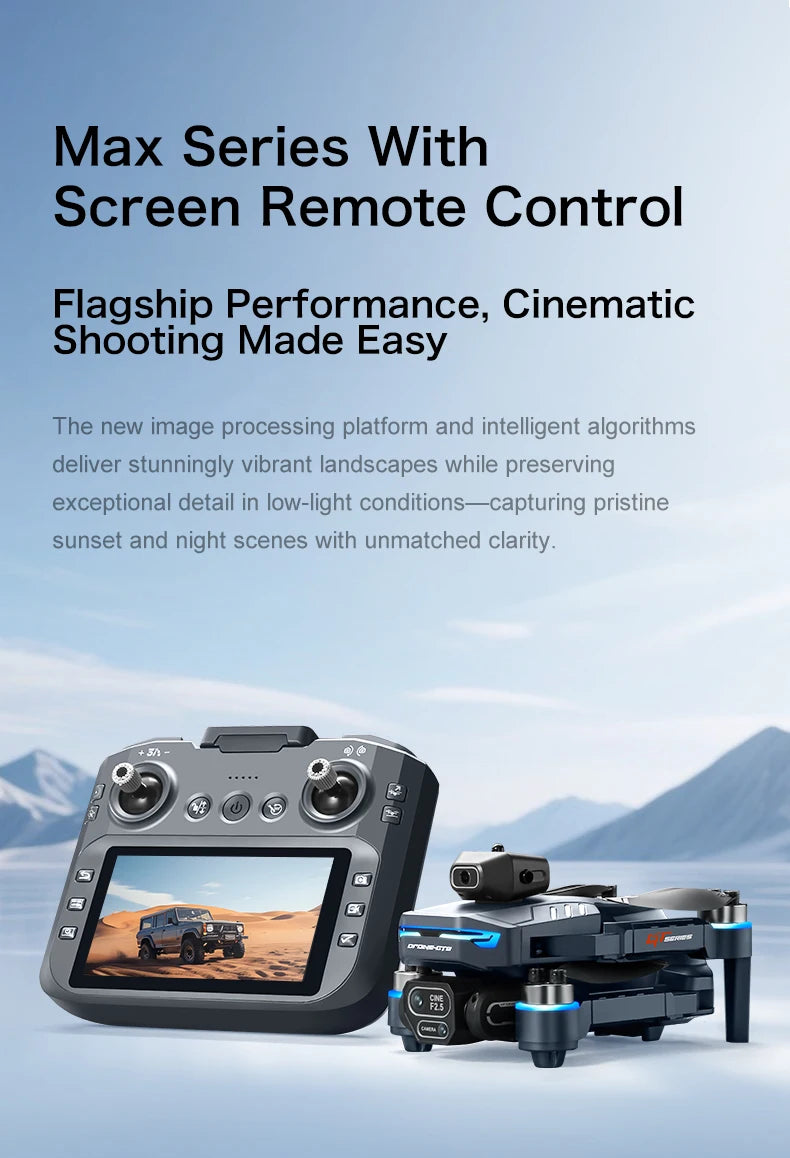 The GT8 drone is equipped with a 4.3-inch large-screen remote control, GPS, 8K triple camera, 5G WIFI, FPV brushless quadcopter