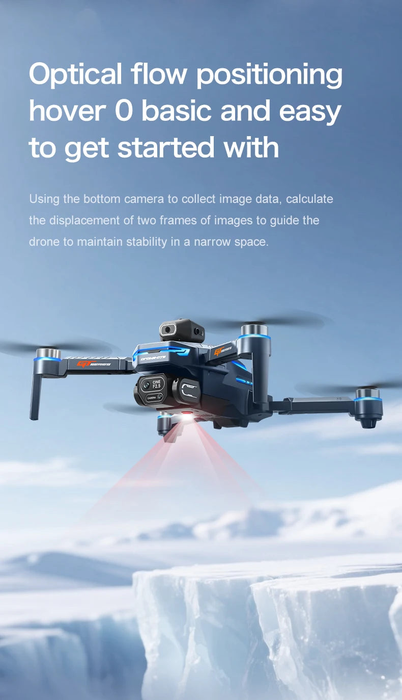 The GT8 drone is equipped with a 4.3-inch large-screen remote control, GPS, 8K triple camera, 5G WIFI, FPV brushless quadcopter