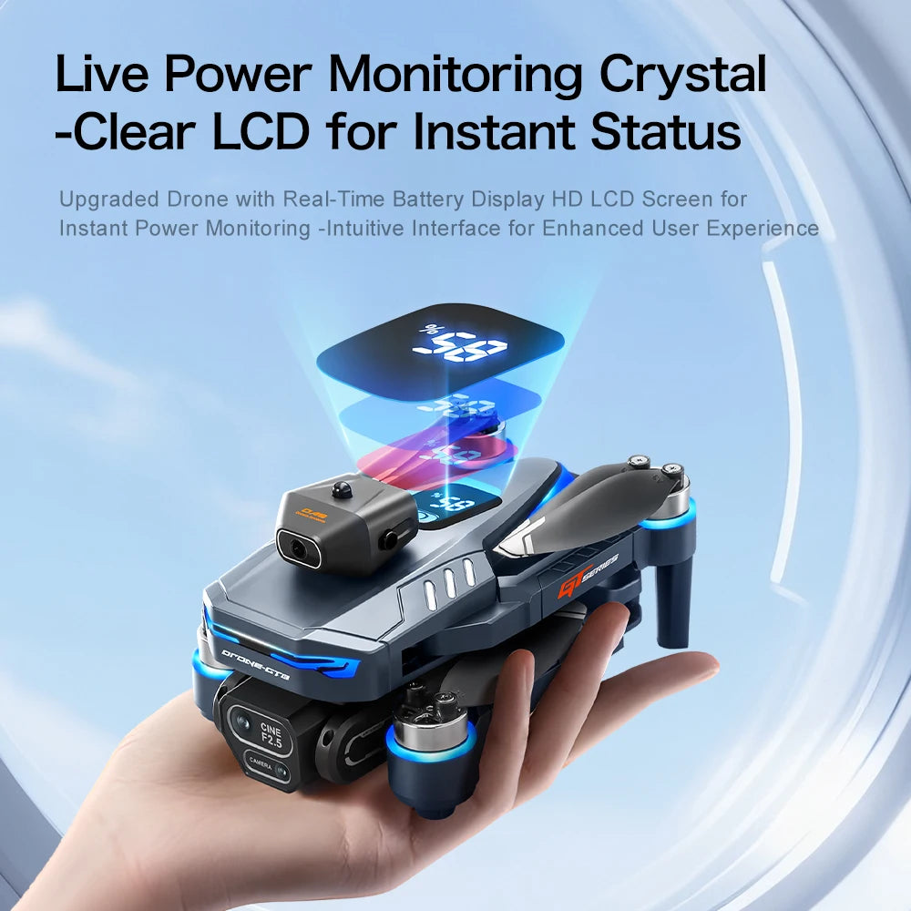 The GT8 drone is equipped with a 4.3-inch large-screen remote control, GPS, 8K triple camera, 5G WIFI, FPV brushless quadcopter
