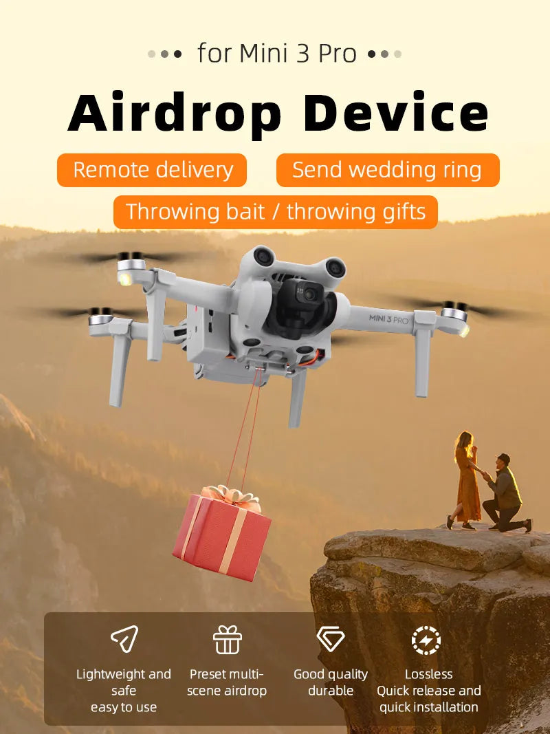 Drone Dropping System Payload Delivery Thrower Air Dropper Device for DJI Mini 3 Pro Mavic Air 2/2S FIMI X8 Mavic 3 Drone
