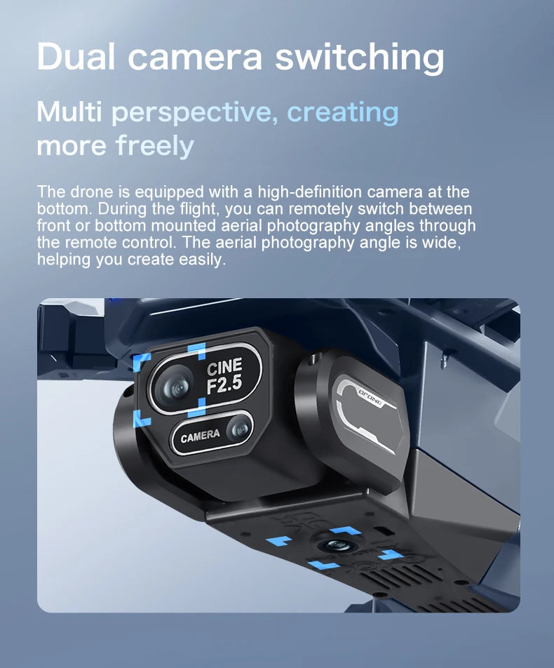 The GT8 drone is equipped with a 4.3-inch large-screen remote control, GPS, 8K triple camera, 5G WIFI, FPV brushless quadcopter