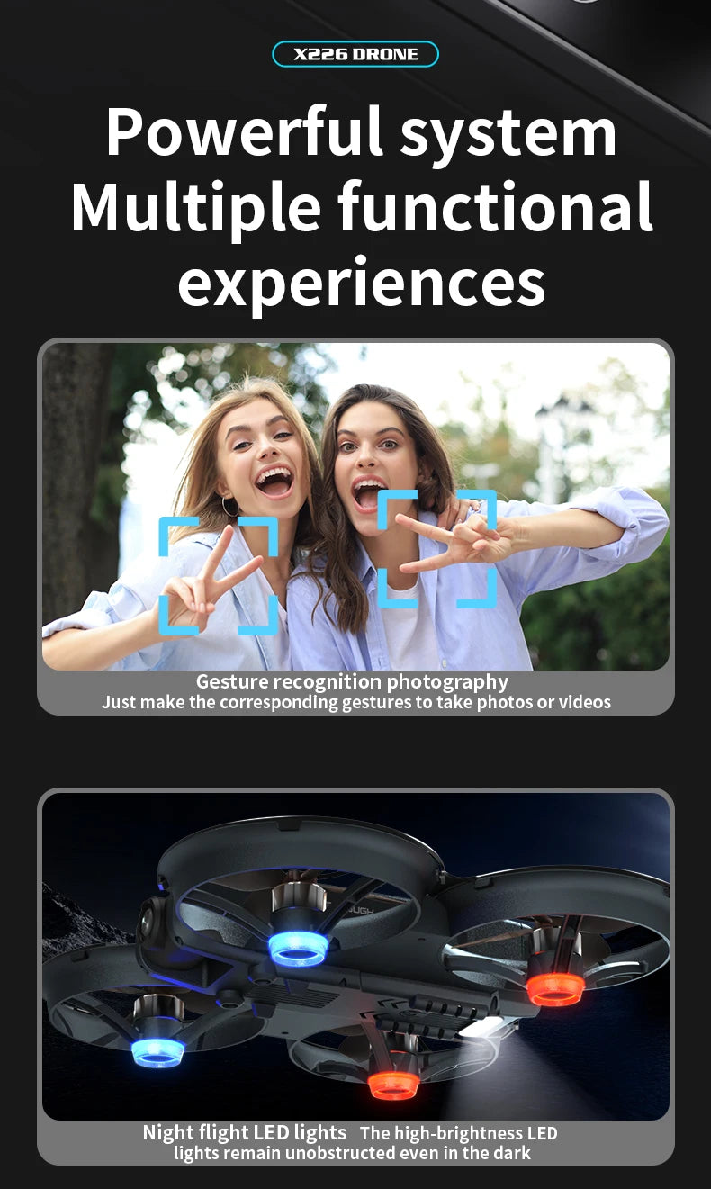 NEW X226 Drone VR Remote Control Brushless Dual Image Transmission HD Aerial Optical Flow Hover Obastacle Avoidance UAV Boys Toy