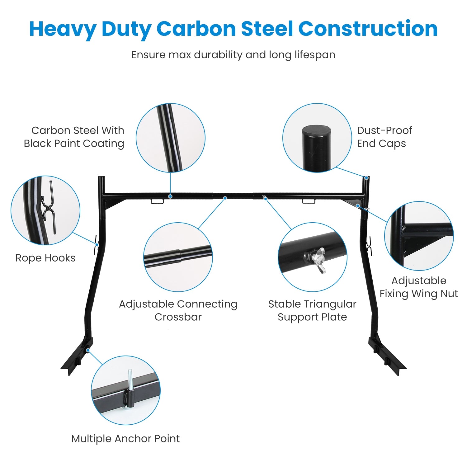 Extendable Truck Ladder Rack – Adjustable Steel Utility Rack for Pick-Up Trucks with 800LBS Capacity