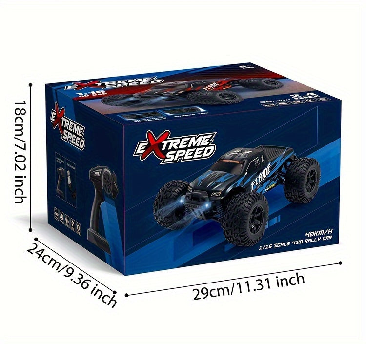 1:16 Scale All Terrain RC Cars, 2.4GHz 40KM/H High Speed 4WD Remote Control Car 4X4 Off Road Monster Truck, Blue Electric Vehicle Toys For Vehicle Enthusiasts Halloween Christmas Birthday Gifts