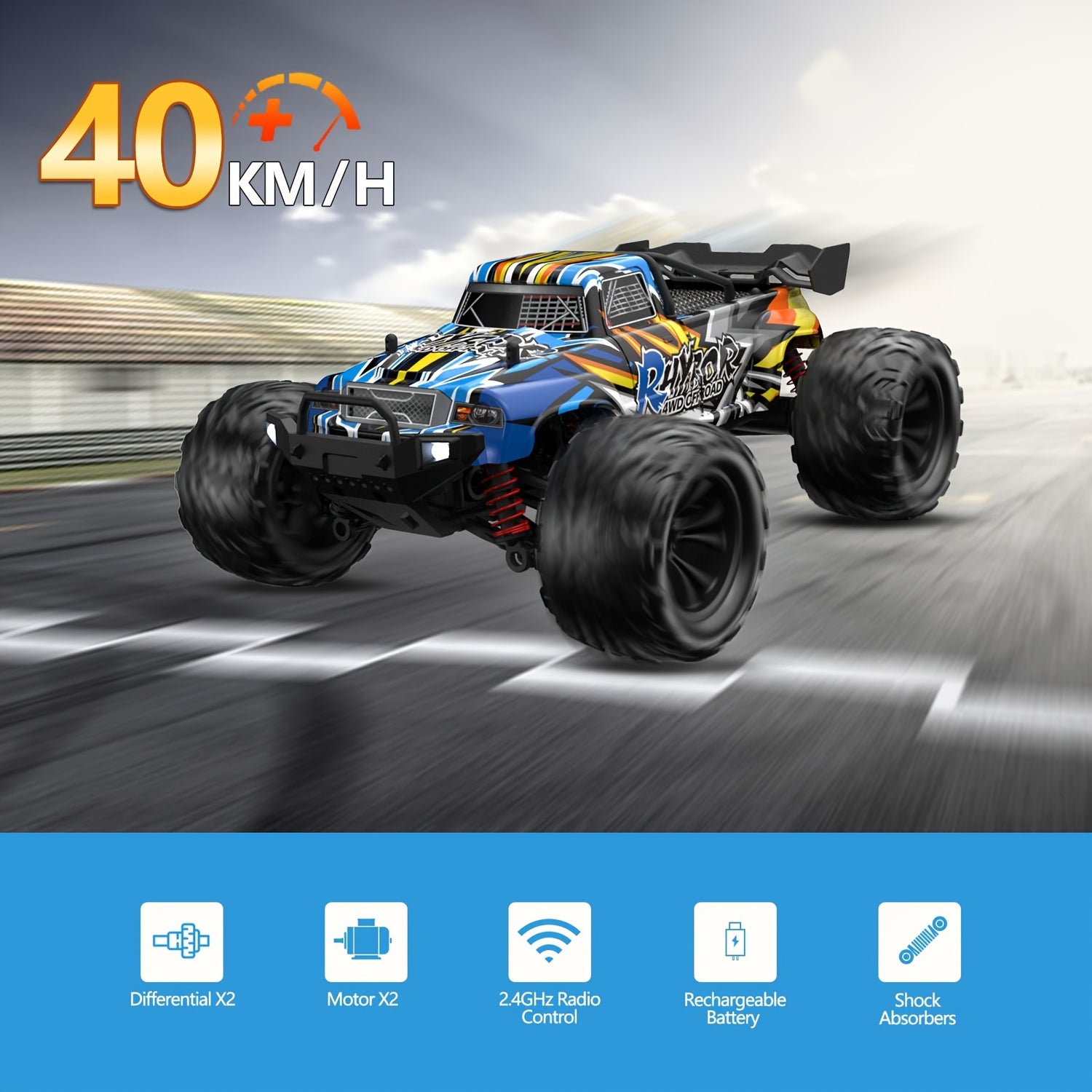 [RC Cars | High Speed] High Speed 40KM/H 1:16 Scale RC Cars | 4x4 All Terrain Off-Road Remote Control Monster Truck | Adult Racing Hobby RC Car for Adults and Boys, 9500E, Halloween, Christmas Gift
