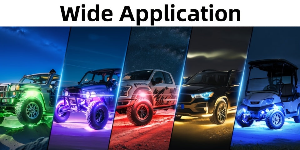 [RGB LED Rock Lights] RGB LED Rock Lights 4/6/8/10Pods | App/Remote Control, Timing & Music Mode for Trucks, ATV, RZR, UTV, SUV, Off Road, AUTO, Motorcycle - Without Battery