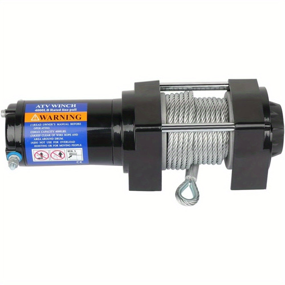 4000LBS Heavy-Duty Electric Winch - 12V Towing Trailer Steel Cable Off Road Recovery System with Wireless Remote Control and Easy Installation