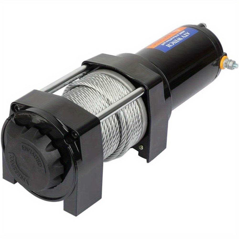 4000LBS Heavy-Duty Electric Winch - 12V Towing Trailer Steel Cable Off Road Recovery System with Wireless Remote Control and Easy Installation