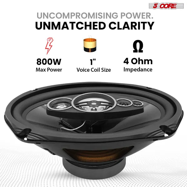 5Core 6x9 Car Speaker – 800W 2-Way Coaxial Speakers with Super Tweeter (4 Ohm)