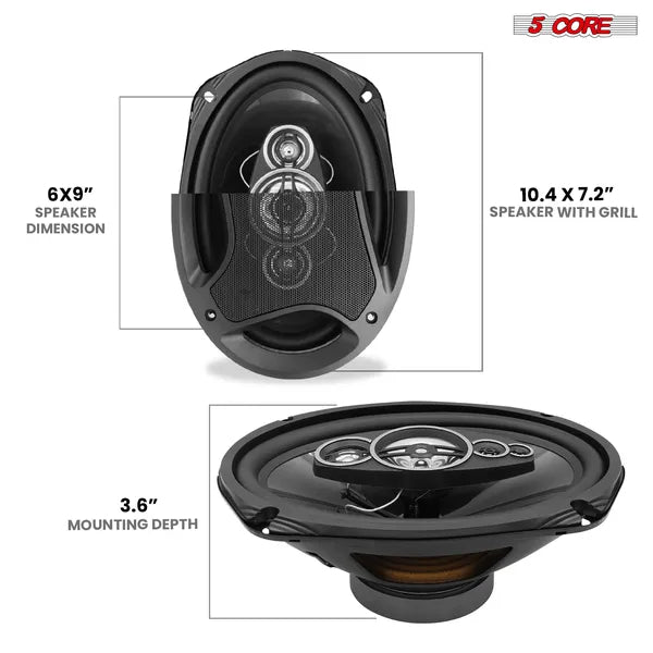 5Core 6x9 Car Speaker – 800W 2-Way Coaxial Speakers with Super Tweeter (4 Ohm)
