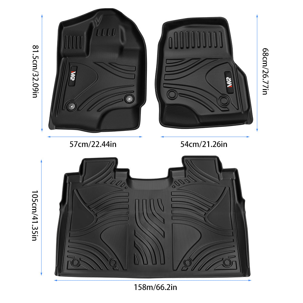 TPE All-Weather Floor Mats for Ford F150 2015-2025 – 3-Piece SuperCrew Set