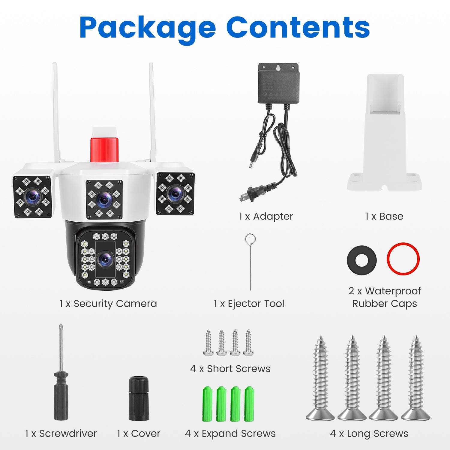 1080P HD 4-Lens Security Camera – 360° Pan & Tilt WiFi Surveillance