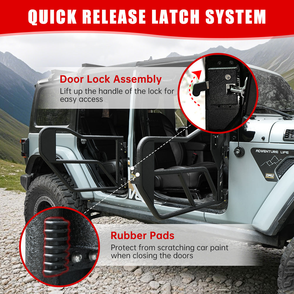 Tube Doors with Side View Mirrors for Jeep Wrangler JL/JLU & Gladiator JT (2018–2025)