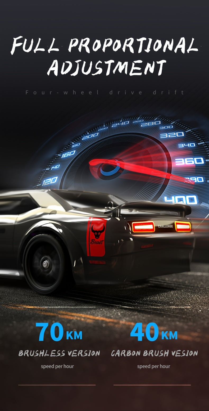 70KM/H All Terrain High Speed Off-road RC Car, 2.4Ghz Remote Control, 150M RC Distance, Full Proportional Adjustment, Lighting Modes, Brushless Motor, Outdoor Sports Racing/Drifting, Birthday Gifts