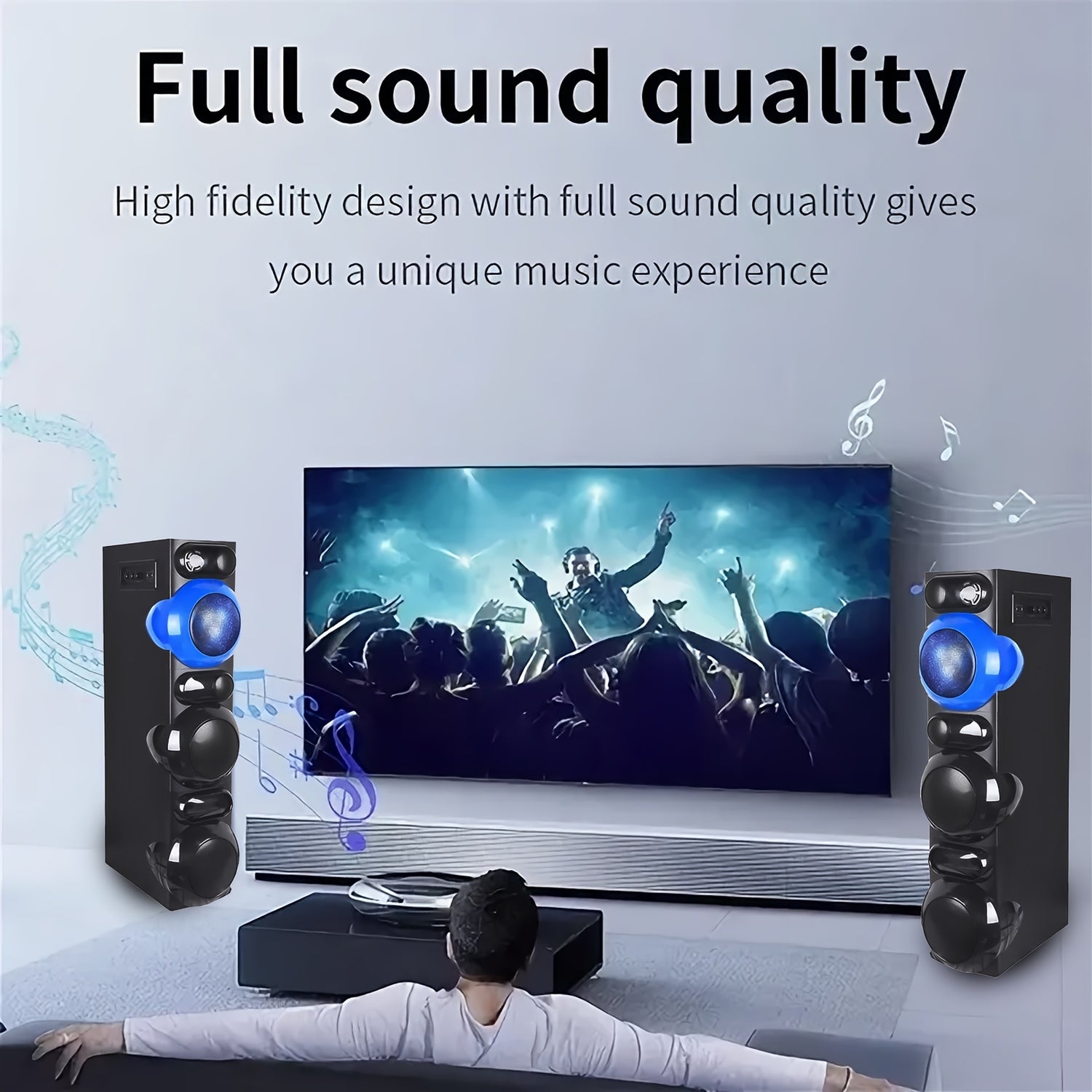 120W Powerful 2.0 Channel Surround Sound System - 1 Set Dual Speaker Home Theater, 5.25'' Woofer, 2'' Tweeter, AUX/FM/SD, Built In Micphone & Remote Control, Deep Bass In Black