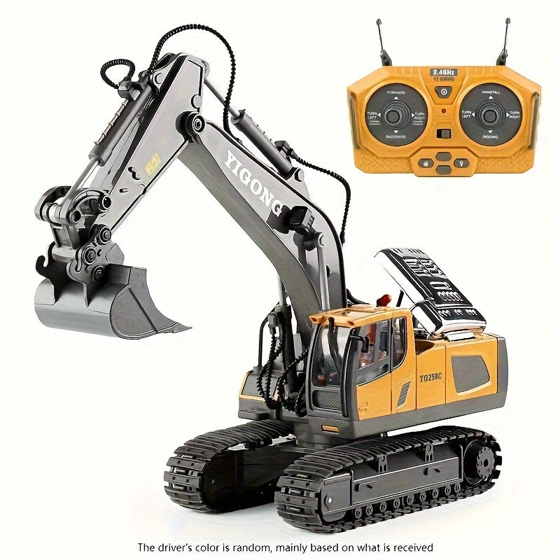 11-Channel Remote Control Alloy Excavator - Construction Vehicle Toy with High-Tech Engineering Design, Plastic Body, and Electronic Functions for Kids - Perfect Holiday Gift for Children