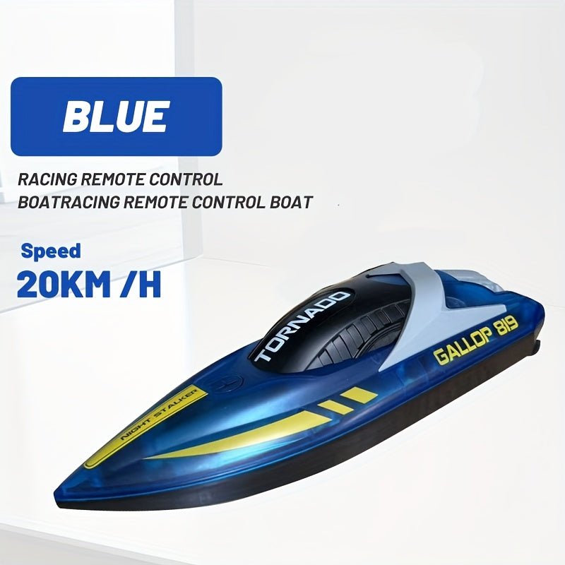 Top Speed of 30Km/ H, Small High-Speed Remote-Controlled Speedboat Comes with LED Night Navigation Lights, 2.4G Remote Control, Anti Capsizing, Circulating Cold Water Device, Christmas, Birthday Gif