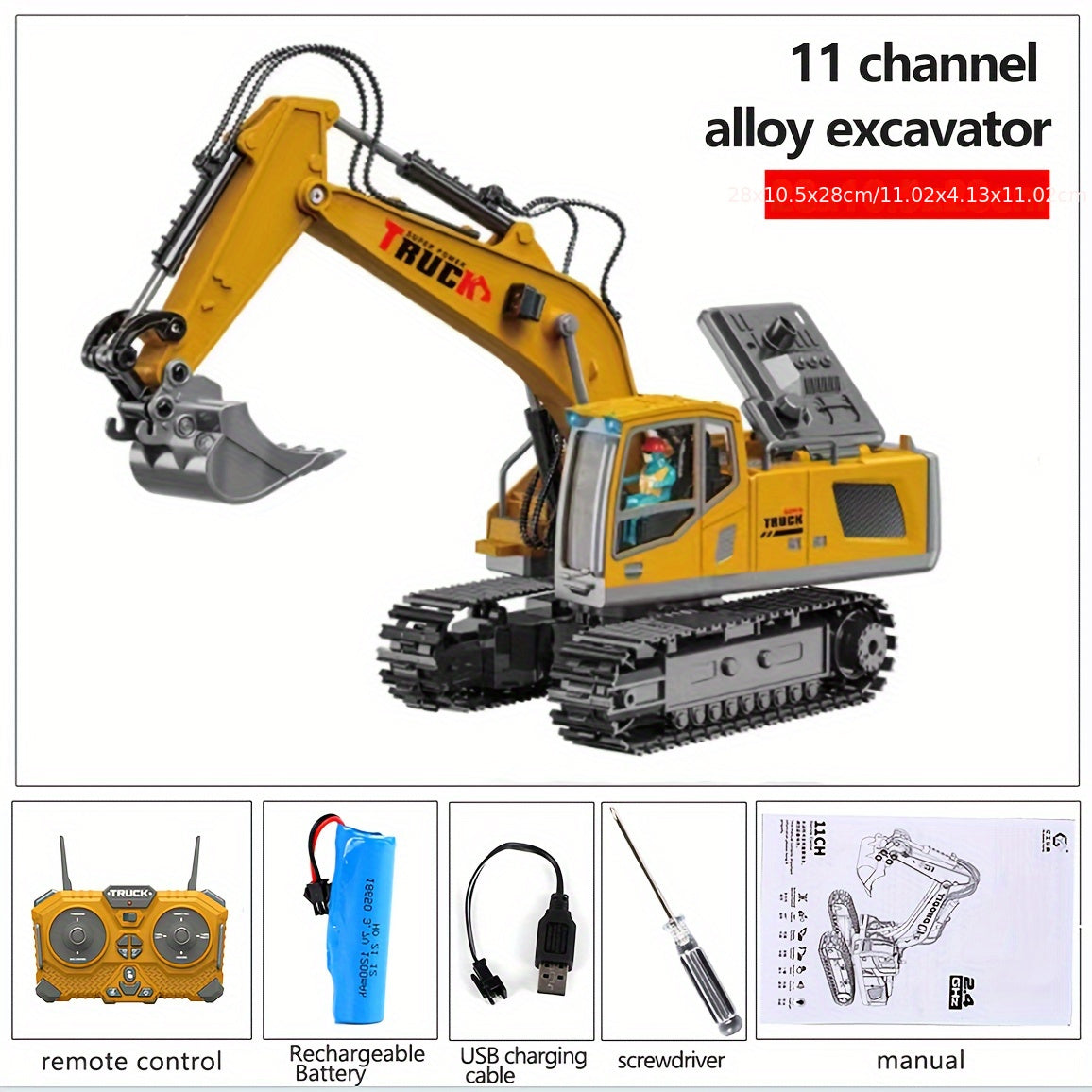 9 Channels Remote Control Loader, 2.4Ghz RC Construction Vehicle Truck Toys With Alloy Metal Cap, Light.sound, Rechargeable 1 Battery For Boys And Girls Halloween Thanksgiving Christmas Gift