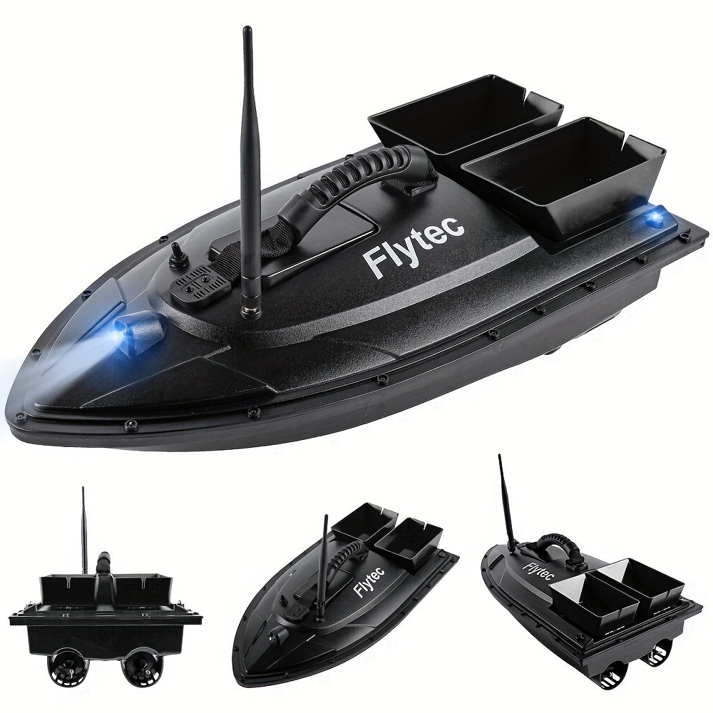 TOMSHOO Flytec Fishing Bait Boat 500m Remote Control Bait Boat Dual Motor Fish Finder 1.5KG Loading With LED Light For Fishing