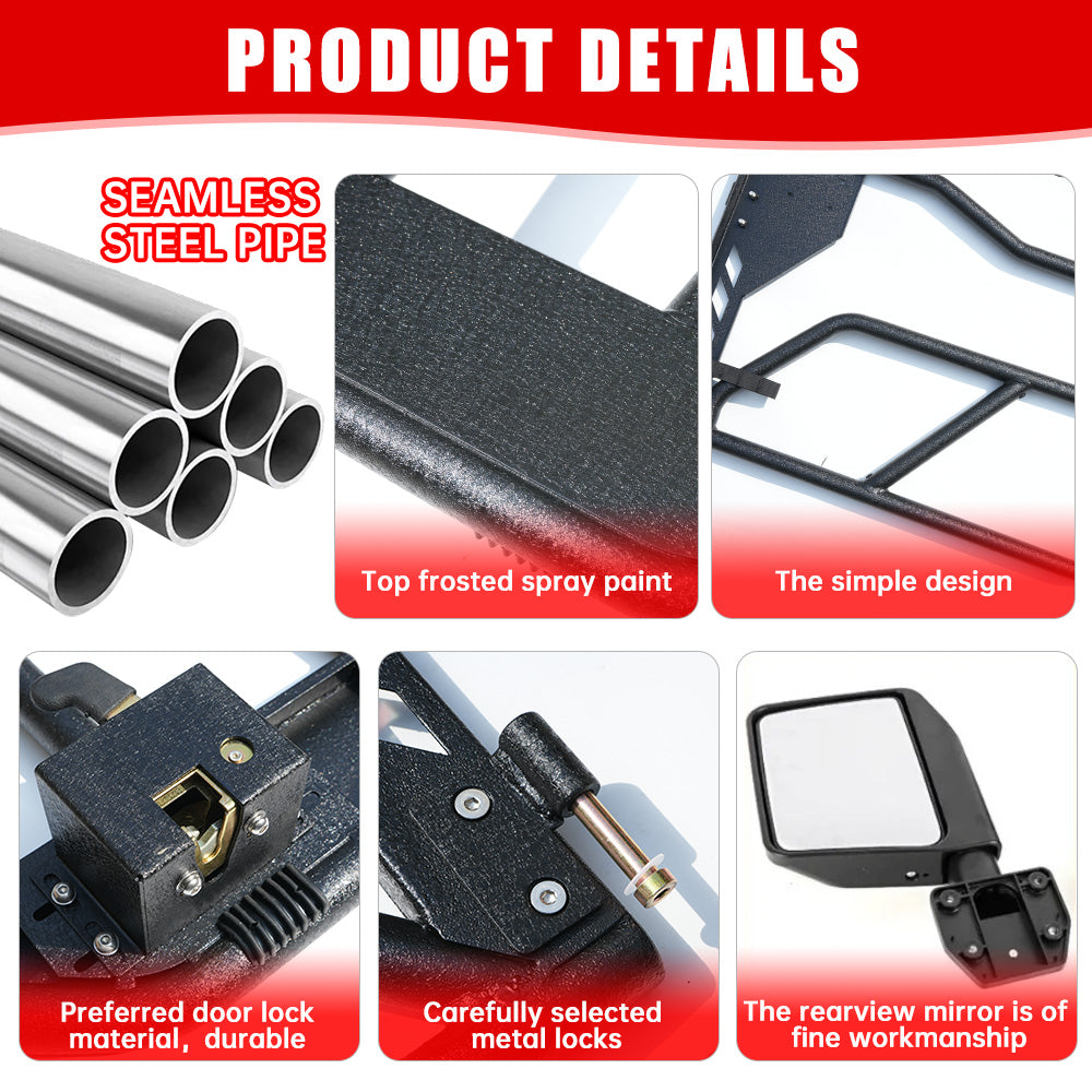 Tube Doors with Side View Mirrors for Jeep Wrangler JL/JLU & Gladiator JT (2018–2025)