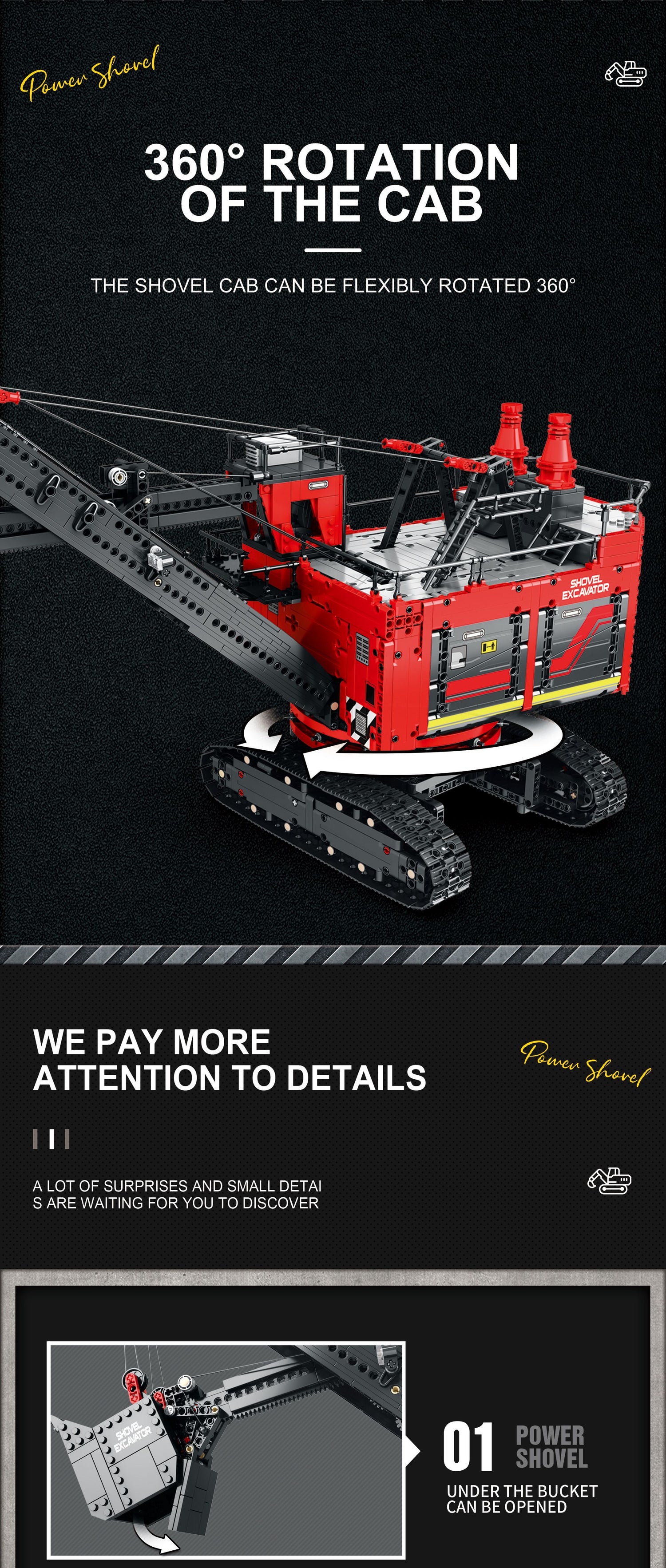 Reobrix 2968pcs Remote Control Excavator Building Set with App Connectivity - Perfect Holiday Gift for Adults, Durable ABS Construction