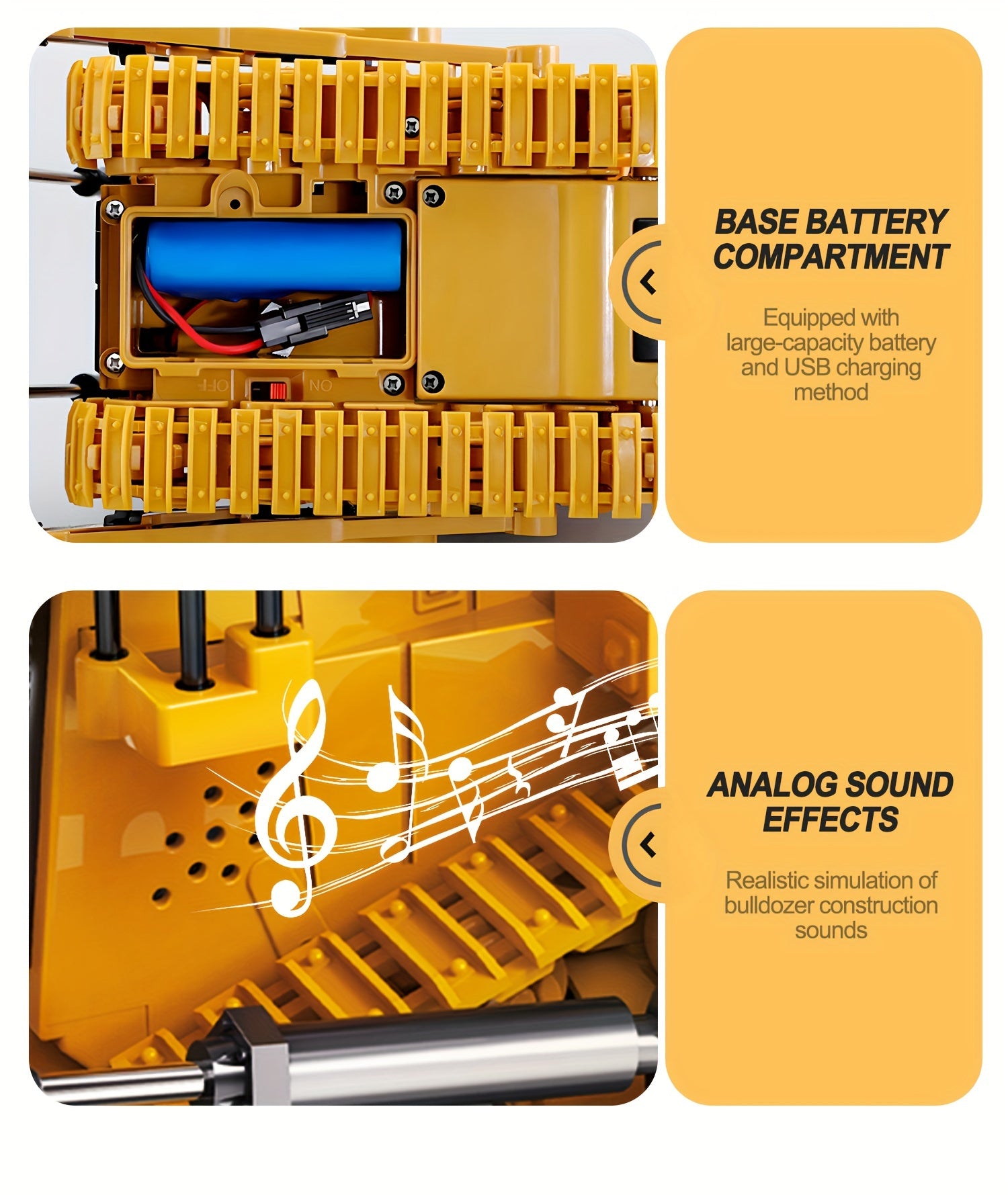 1:24 Scale Metal Bulldozer - Construction Vehicle with Eight-Channel Remote Control, LED Lights, Sound Effects - Perfect Holiday Gift for Kids