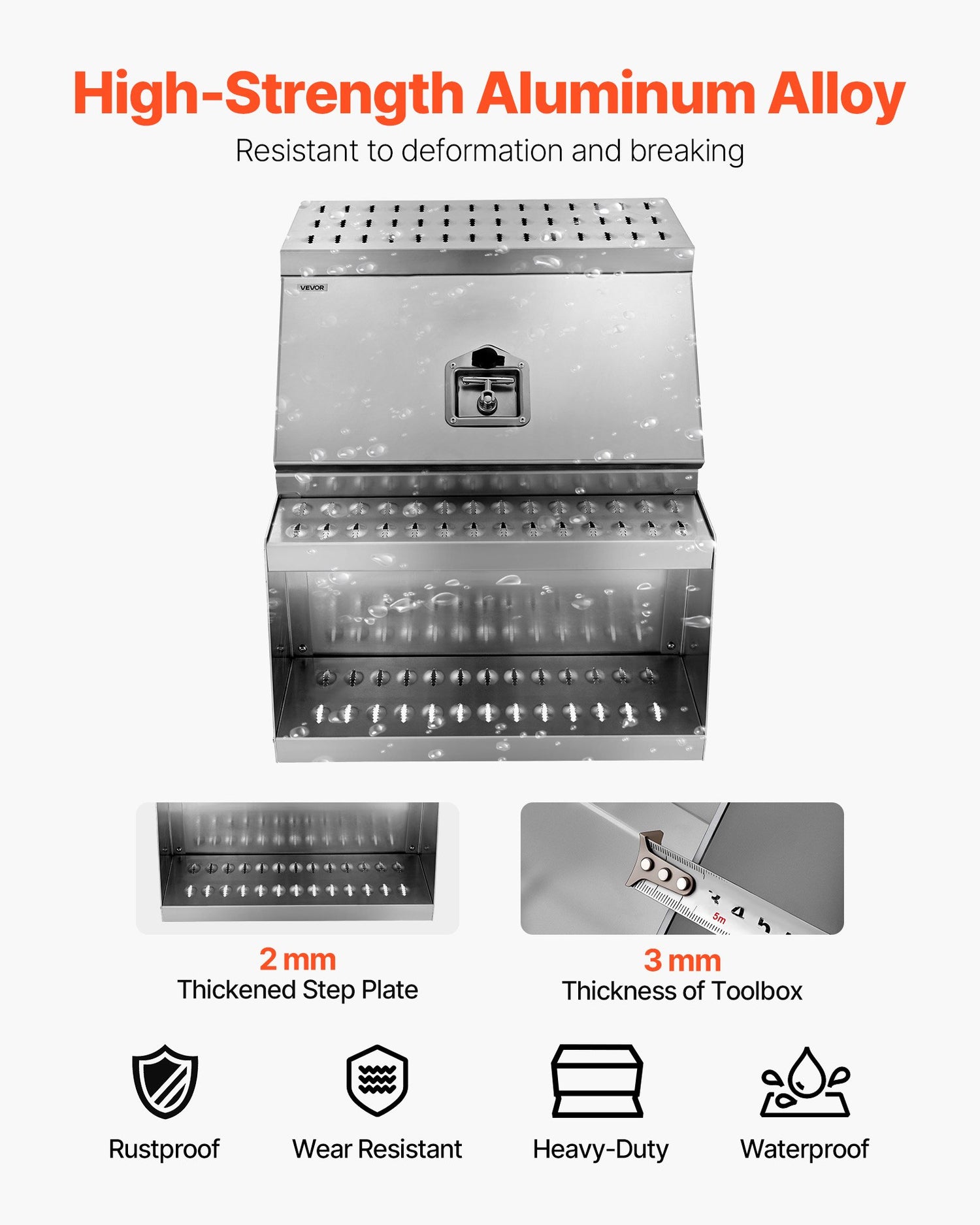 Heavy Duty Truck Step Toolbox – 24" Aluminum Waterproof