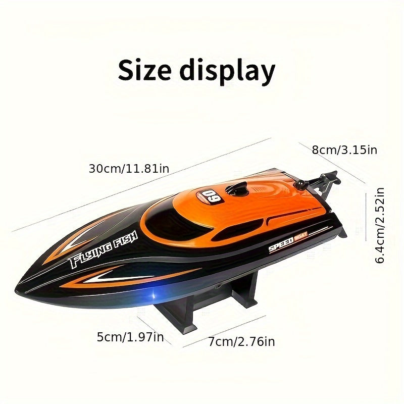 Top Speed of 30Km/ H, Small High-Speed Remote-Controlled Speedboat Comes with LED Night Navigation Lights, 2.4G Remote Control, Anti Capsizing, Circulating Cold Water Device, Christmas, Birthday Gif