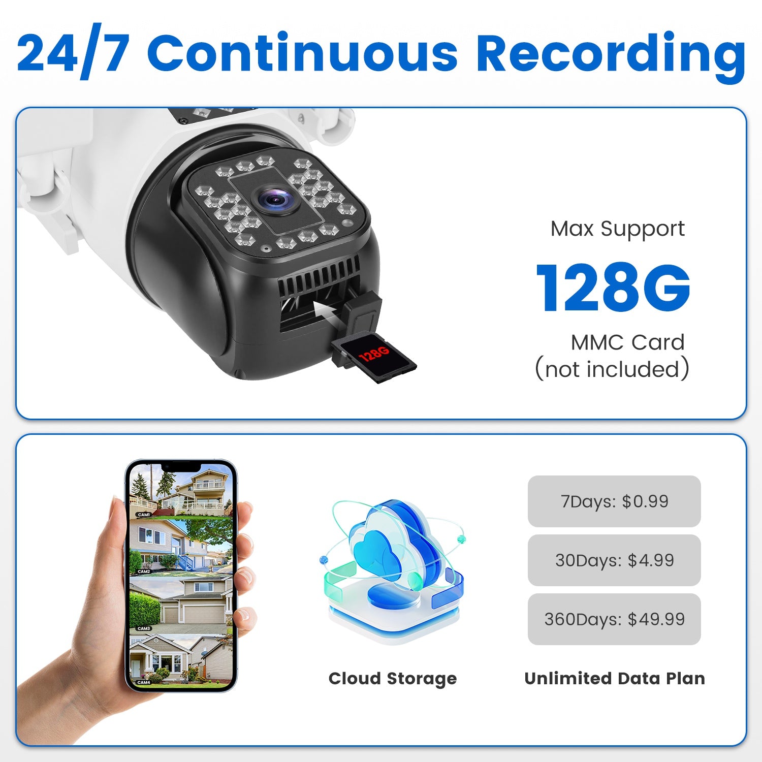 1080P HD 4-Lens Security Camera – 360° Pan & Tilt WiFi Surveillance