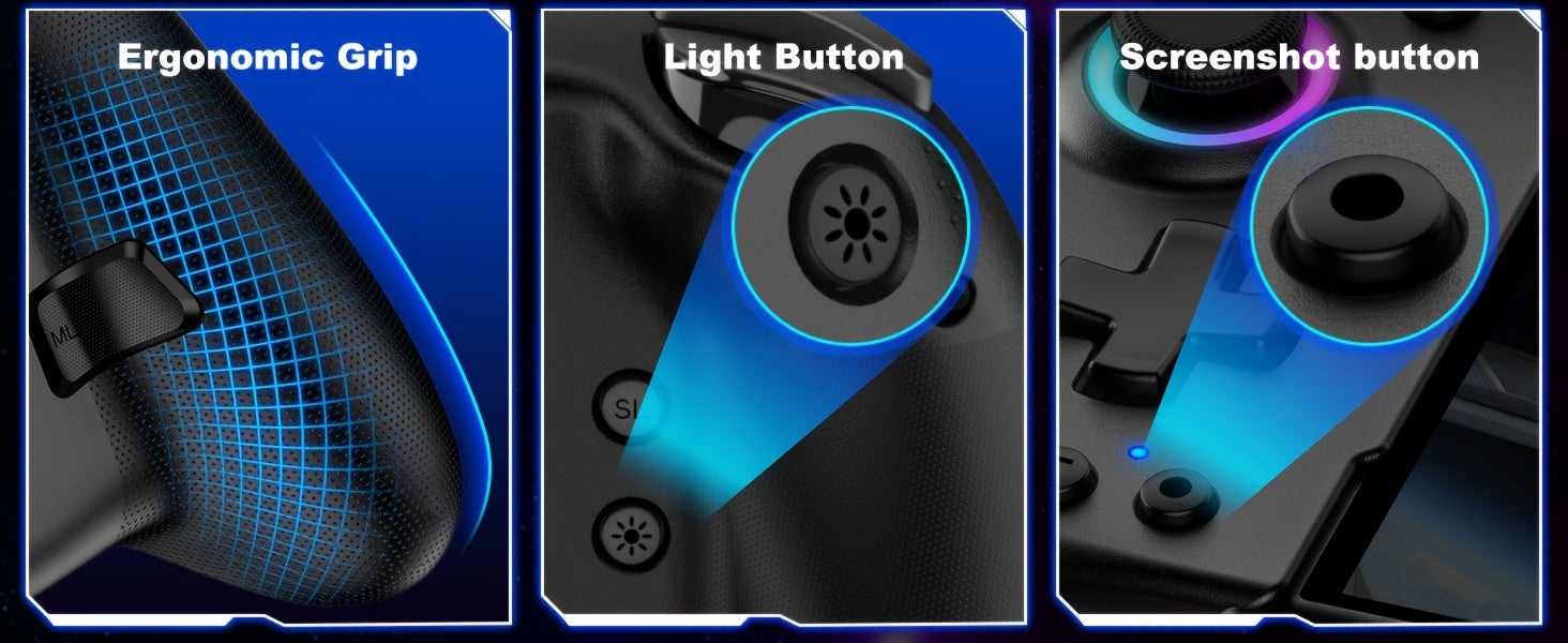 For Switch/Switch OLED, All-In-One gamepad controller replacement for Switch Controller, Switch Controller Remote Control with Adjustable TURBO, with RGB Lighting Effects