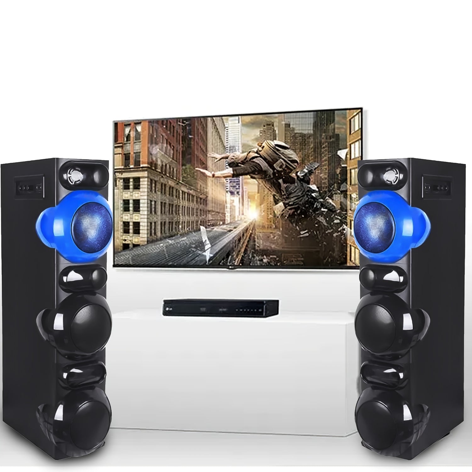 120W Powerful 2.0 Channel Surround Sound System - 1 Set Dual Speaker Home Theater, 5.25'' Woofer, 2'' Tweeter, AUX/FM/SD, Built In Micphone & Remote Control, Deep Bass In Black