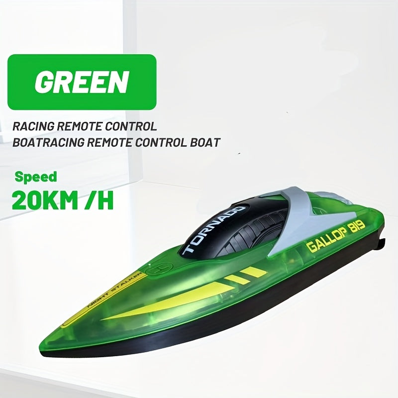 Top Speed of 30Km/ H, Small High-Speed Remote-Controlled Speedboat Comes with LED Night Navigation Lights, 2.4G Remote Control, Anti Capsizing, Circulating Cold Water Device, Christmas, Birthday Gif