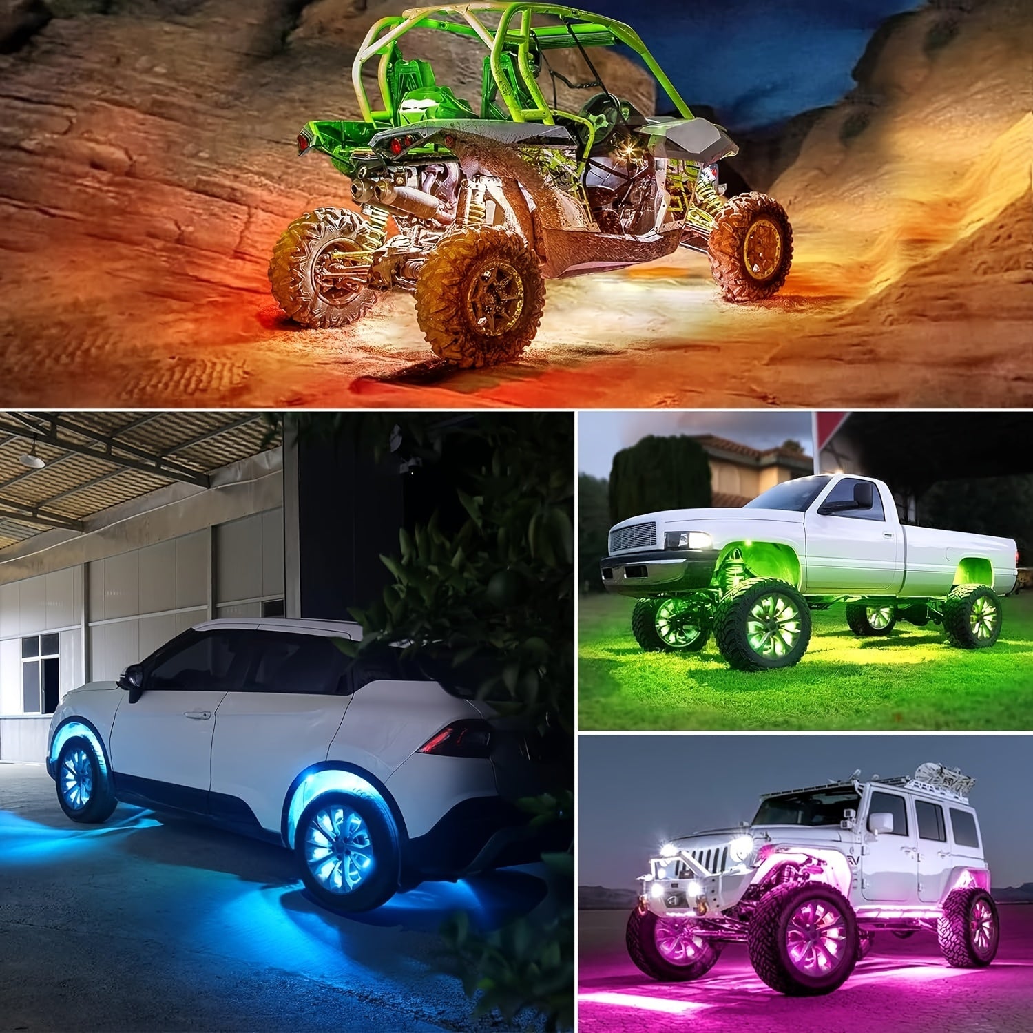 6/8/10pcs RGB LED Rock Lights - Mini Car Chassis Ambient Light with Remote Control APP Music Mode - For Trucks, ATV, UTV, SUVs, Off-road Pickups - 12-18V Car Accessories -  Enhance Car Interior Ambiance - Perfect Gift for Car