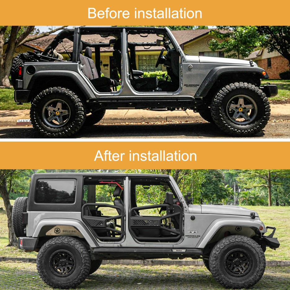 Tubular Doors with Mirrors for 2007–2017 Jeep Wrangler JK 4 Door