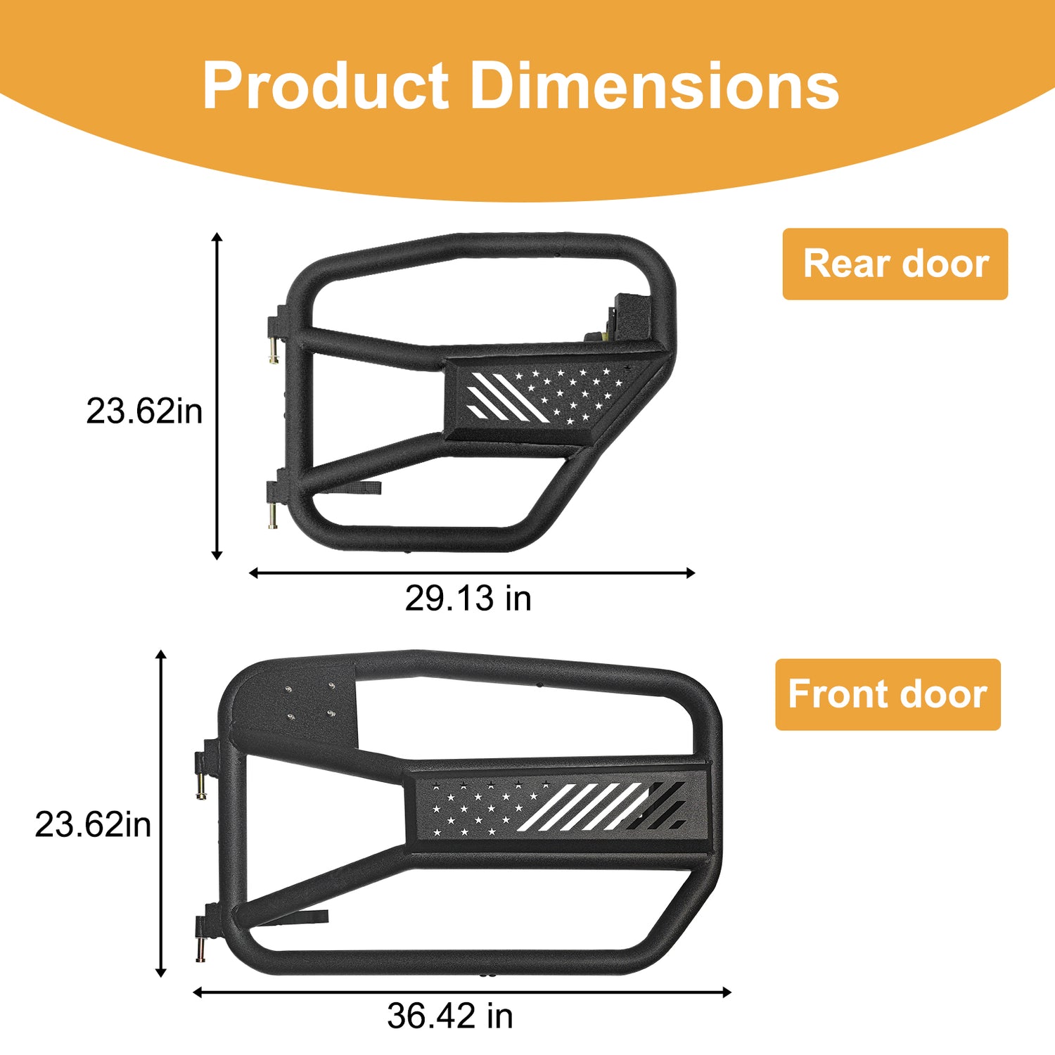 Tubular Doors with Mirrors for 2007–2017 Jeep Wrangler JK 4 Door