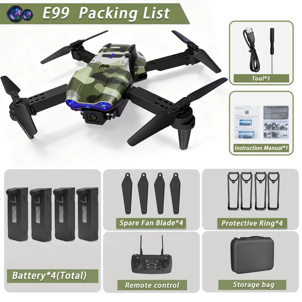 X9 Camouflage Drone - Dual Camera Kids RC Quadcopter with Triple Sensor