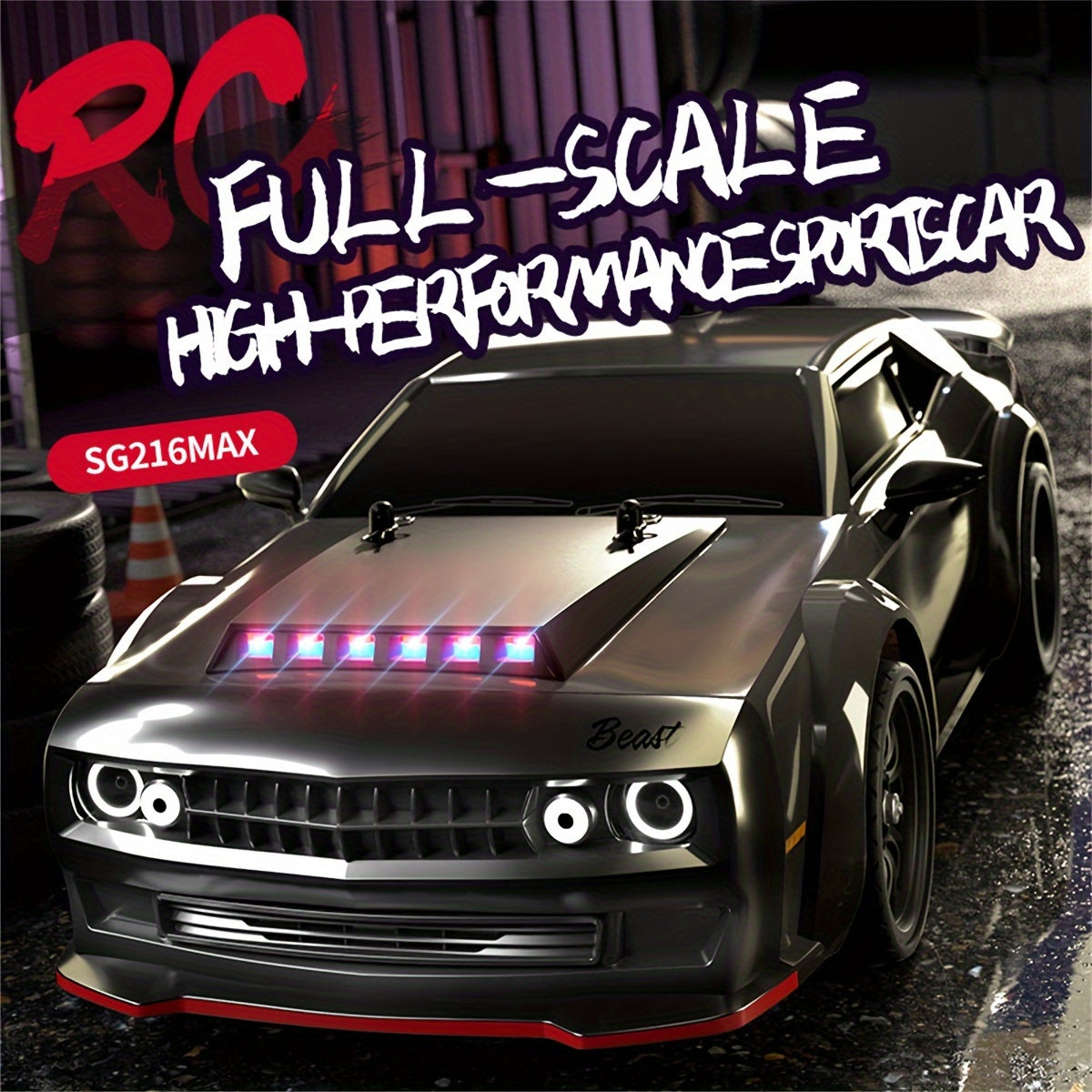 70KM/H All Terrain High Speed Off-road RC Car, 2.4Ghz Remote Control, 150M RC Distance, Full Proportional Adjustment, Lighting Modes, Brushless Motor, Outdoor Sports Racing/Drifting, Birthday Gifts