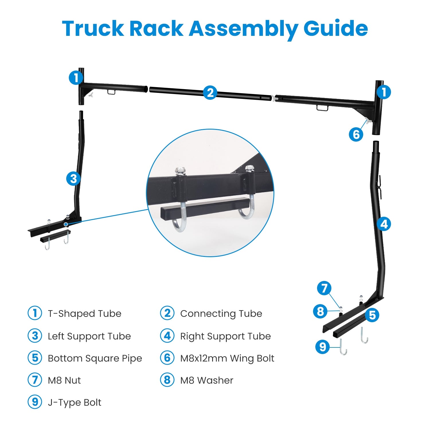 Extendable Truck Ladder Rack – Adjustable Steel Utility Rack for Pick-Up Trucks with 800LBS Capacity