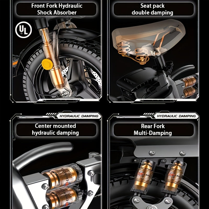 Adult Electric Bike Electric Bike Electric Mountain Bike With Removable Battery Remote Control Bicycle With Full Suspension Dual Hydraulic Disc Brakes Adult Portable Transportation Electric Bike