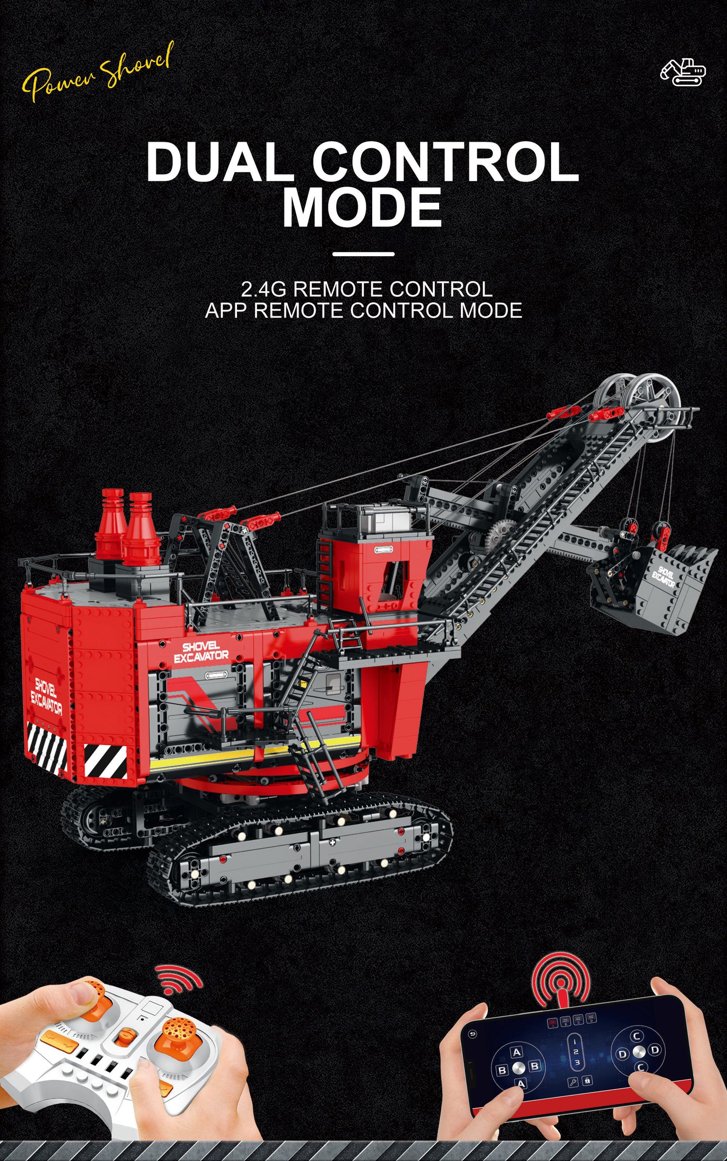 Reobrix 2968pcs Remote Control Excavator Building Set with App Connectivity - Perfect Holiday Gift for Adults, Durable ABS Construction