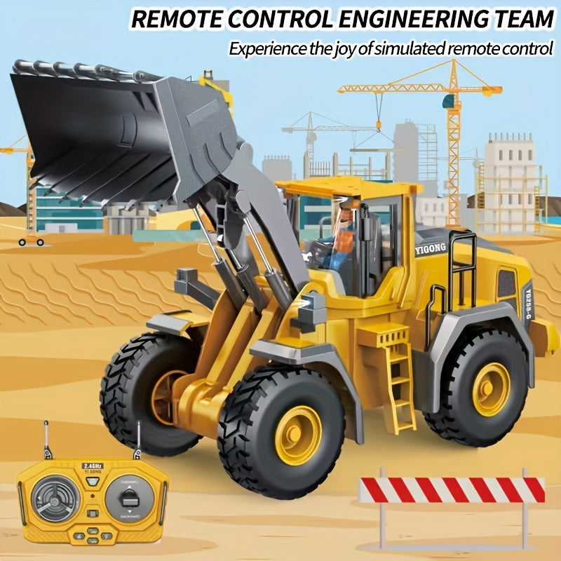 9 Channels Remote Control Loader, 2.4Ghz RC Construction Vehicle Truck Toys With Alloy Metal Cap, Light.sound, Rechargeable 1 Battery For Boys And Girls Halloween Thanksgiving Christmas Gift