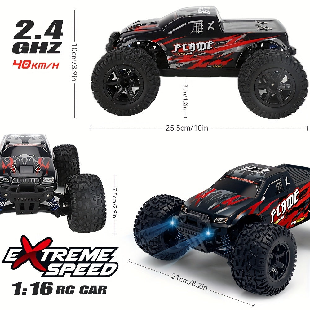 1:16 Scale All Terrain RC Cars, 2.4GHz 40KM/H High Speed 4WD Remote Control Car 4X4 Off Road Monster Truck, Blue Electric Vehicle Toys For Vehicle Enthusiasts Halloween Christmas Birthday Gifts