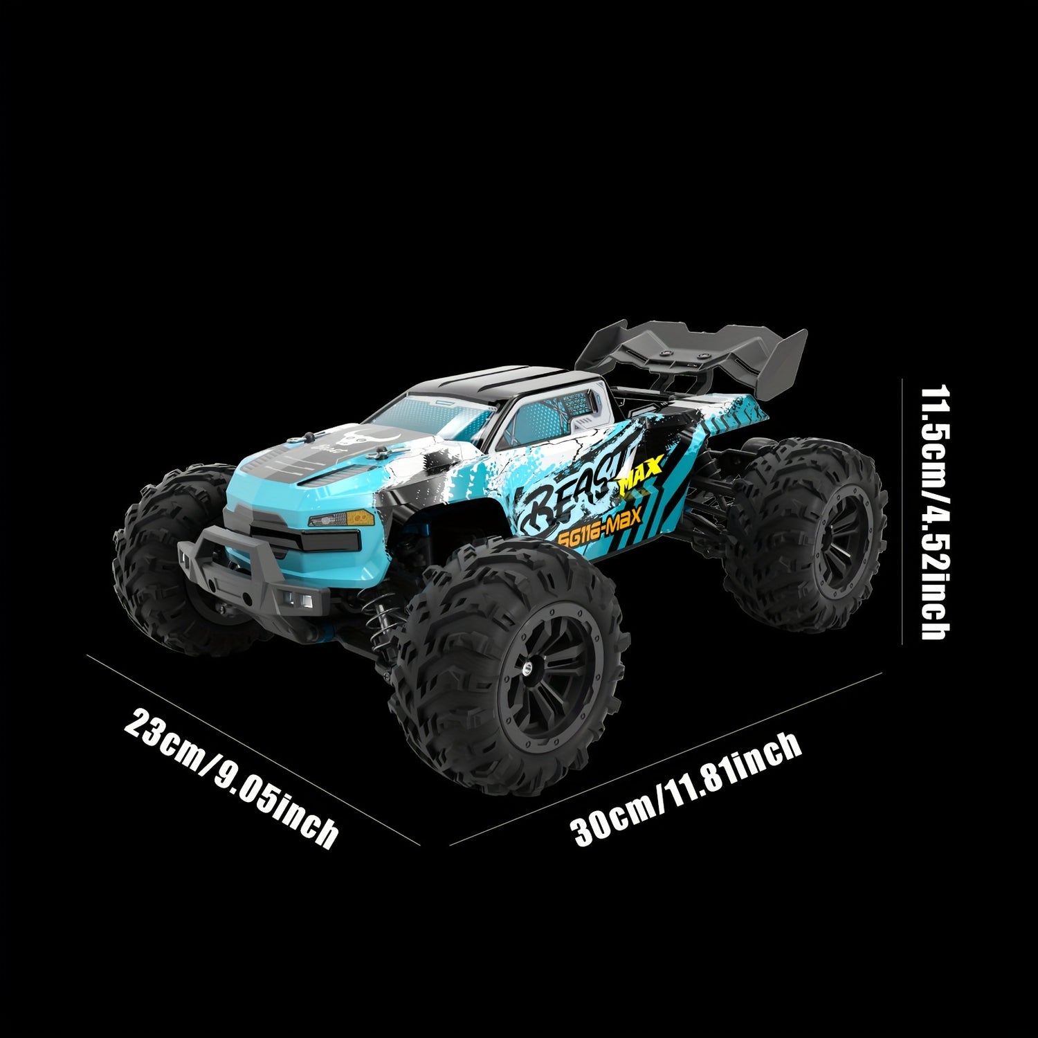 [High-Speed RC Truck] High-Speed 4WD 70KM/H RC Truck - 2.4 GHz Remote Control, Rechargeable Battery, Proportional Throttle/Steering - Off-Road Racing Car Toy for Outdoor Fun, Blue, Truck Toy